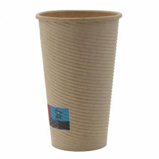 Kaffeb&aelig;ger Pap &Oslash;90xH135mm 40cl 16oz Rippled Light Brun