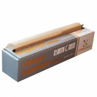 Bagepapir CaterSource Ubleget L100mxB42cm 40gr Med Silikone Brun
