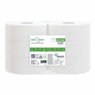 Toiletpapir Papernet Jumbo Maxi Biotech 2-lag &Oslash;27cm L247mxB9.5cm Nyfiber Hvid