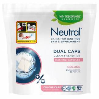 T&oslash;jvask Kapsler Neutral Dual Caps Colour 24 stk Svanem&aelig;rket/Allergim&aelig;rket