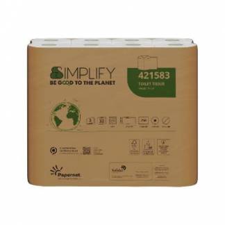 Toiletpapir Papernet Simplify 3-lag Ø11.7cm L27.5mxB9.60cm Nyfiber Hvid