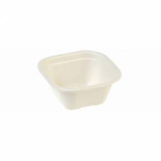 Bakke Kvadrat 350ml L130xB130xH59mm Bagasse Hvid