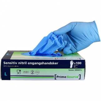 Handske Engangs Prime Source Sensitiv str XXL uden Pudder Nitril AQL 1.5 Bl&aring;