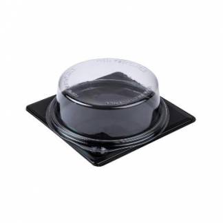 Bakke Kageboks 120x120 mm &Oslash;116x35 mm Firkantet med Rundt l&aring;g APET Sort/Klar
