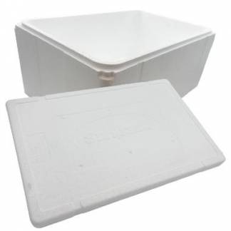 Termokasse 1/1GN 40 ltr L60xB40xH25cm EPS med L&aring;g Hvid SAMPAK