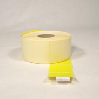 Etiket 46x36mm Neutral DT med Tyveristans Gul Permanent lim til p&aring;tryk