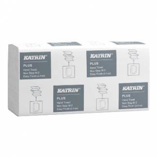 H&aring;ndkl&aelig;deark Katrin Plus Easy Flush Z-Fold 2-lag L25.5xB20.3xD8.5cm Nyfiber Hvid