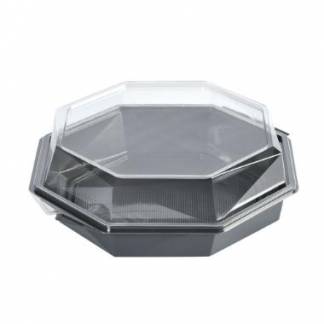 Multiboks Octaview 1-rum 1292ml 230x230x80mm med L&aring;g APET Gr&aring;/Klar