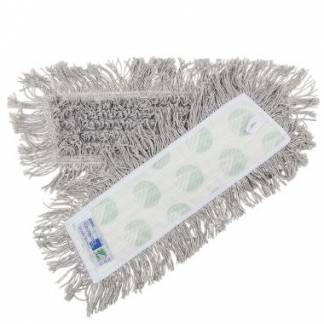 Moppe Velcro Mop 40cm Svanem&aelig;rket med Frynser Gr&aring; T&oslash;r/V&aring;d til tr&aelig;gulve/linoleum