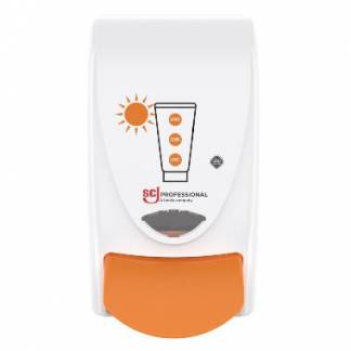 Dispenser Sun Protect Manuel Plast hvid/gul til 1ltr solcreme patron