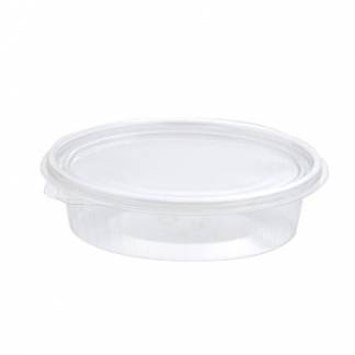 Salatbakke Clearshow 150 ml 150x112x31 mm oval H&aelig;ngslet l&aring;g RPET Klar