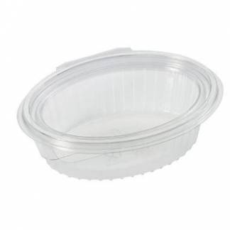 Salatbakke Clearshow 250 ml 150x112x45 mm oval h&aelig;ngslet l&aring;g RPET Klar