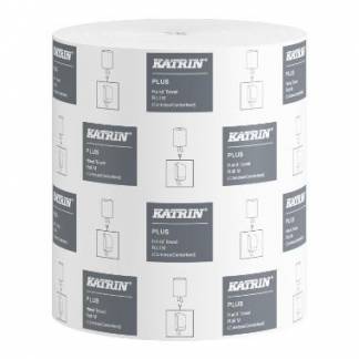 H&aring;ndkl&aelig;derulle Katrin Plus 1-lag &Oslash;19xB20.5cmxL280m Uperfo. U/Hylse Nyfiber Hvid