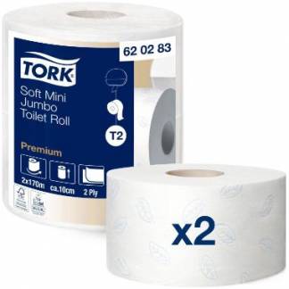 Toiletpapir Tork Premium Jumbo Mini T2 2-lag 170m