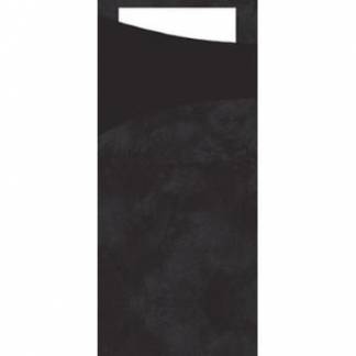 Sachetto 8.5x20cm Sort med hvid Serviet