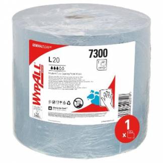 Aft&oslash;rringsrulle Industri Wypall L20 2-lag Perfo. &Oslash;26.5xB23.5cmxL190m Genbrug Bl&aring;