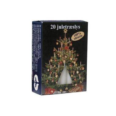 Juletr&aelig;lys Br&aelig;ndetid 1.5 timer Ren Stearin Hvid