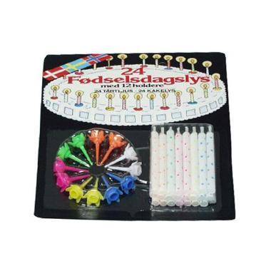 F&oslash;dselsdagslys Br&aelig;ndetid 15 min med holder Assorteret farver