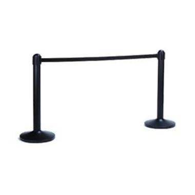 Afsp&aelig;rringsstolpe Securit H100 cm Sort med Sort Nylonb&aring;nd 210 cm uden Base