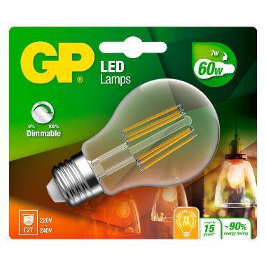 LED P&aelig;re GP Filament E27 7Watt 806 Lumen D&aelig;mpbar