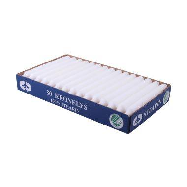 Kronelys &Oslash;23xH200mm Br&aelig;ndetid 7 Timer Stearin Svanem&aelig;rket Hvid