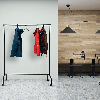 Garderobestativ sort med hjul H157 x L127 cm 