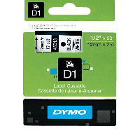 D1 45013 12 mm x 7 m S0720530 Sort tekst / Hvid tape tape original
