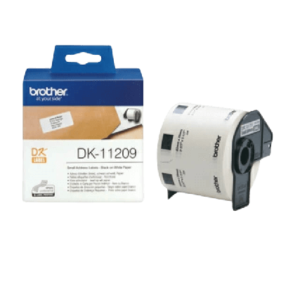 DK11209 29 x 62 mm, 800 stk. Sort tekst / Hvid tape tape original