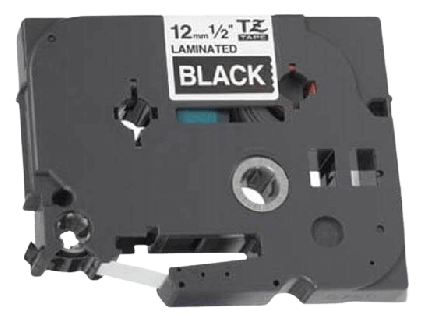 Brother TZe335 12 mm x 8 m Hvid tekst / Sort tape tape variant