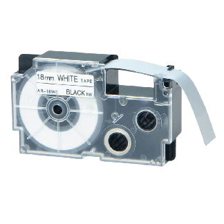 Casio XR-18WE 1 18 mm x 8 m Sort tekst / Hvid tape tape variant