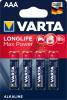 Batteri Varta Longlife Max Power LR 3 AAA 4stk/pak