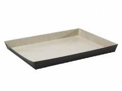 Kagebakke til ovn pap m/plast 384x284x35mm sort 50stk/pk