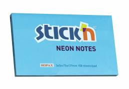 Notes Stick'N NEON blå 76x127mm 100blade