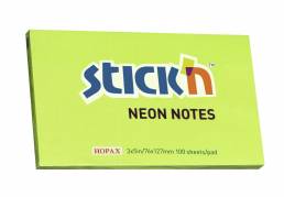 Notes Stick'N NEON grøn 76x127mm 100blade