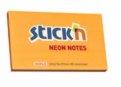 Notes Stick'N NEON orange 76x127mm 100blade