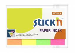 Indeksfaner Stick'N Papir 4 ass. neon 50x20mm 4x50stk/pak