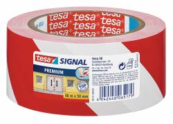 Tape tesa advarselstape PVC 50mmx66m rød/hvid
