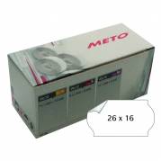 Etiket Meto 26x16mm hvid nonperm. lim 1 1200stk/rul