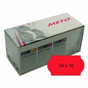 Etiket Meto 26x16mm neon rød permanent lim 2 1200stk/rul