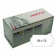 Etiket Meto 26x12mm hvid permanent lim 2 1500stk/rul