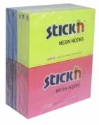 Notes Stick'N Neon gul, blå, magenta, purple 76x127mm 12blk
