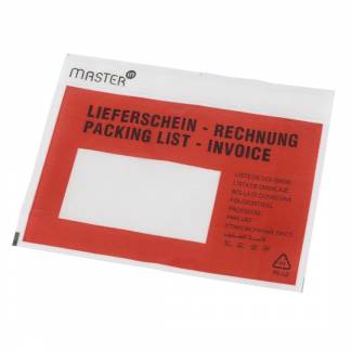 F&Atilde;&cedil;lgeseddelslomme Master'In C6 r&Atilde;&cedil;d m/tryk 1000stk/kar