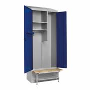 PRO Garderobeskab med skråt tag og blå døre, bredde 800 mm