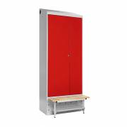 PRO Garderobeskab med skråt tag og røde døre, bredde 800 mm