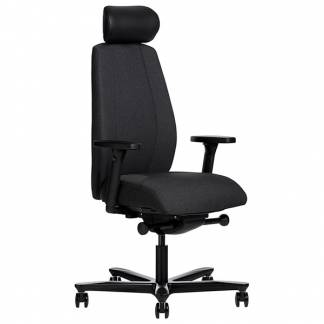 Kontorstol DNA Gr&aring;sort med sort understel, arml&aelig;n, nakkest&oslash;tte. Leveres umonteret