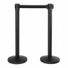 Securit® BUDGET RETRACTABLE afspærringssæt, 2 stolper med 2m sort udtræk og fod/base, sort