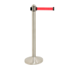 Securit® RETRACTABLE afspærringstolpe med fod/base og rødt udtræksbånd, stål