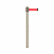 Securit® RETRACTABLE afspærringstolpe med 2m rødt udtræksbånd, uden fod/base, stål