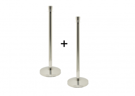 Securit® BUDGET  2 stk. afspærringsstolper med fod/base, rustfrit stål