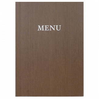 Modern A4 MENU hårdt omslag med klemryg, marron